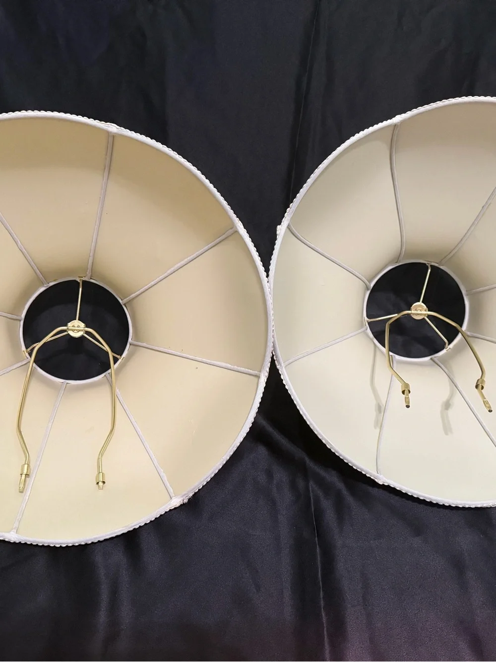 (2) Vintage Victorian Style Bell Lamp Shade Ivory/Champagne Floral 11 1/2in H